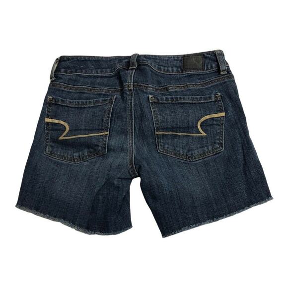 American Eagle Womens Jean Shorts Sz 2 Super Stretch Midi Denim Shorts Low Rise - Picture 2 of 5